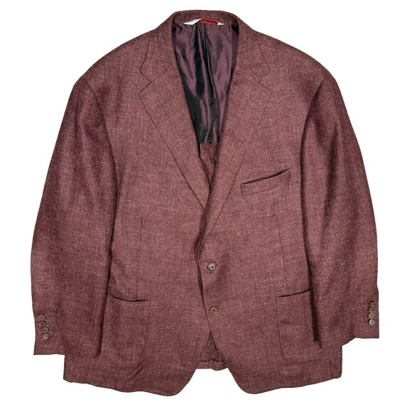 Samuelsohn Wool Linen Silk Blazer Unstructured Sport Coat Current Burgundy 46 R - Picture 1 of 11